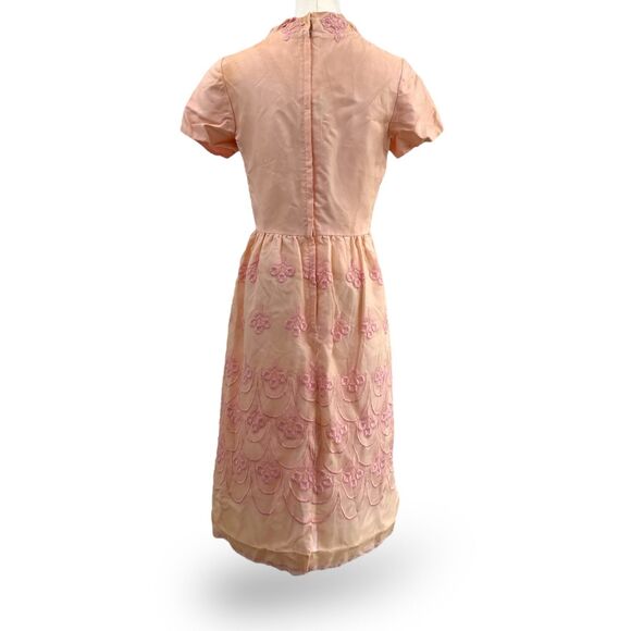 Sylvia‎ Ann Vintage 60s Cap Sleeve Soft Peach Cocktail Dress Unhemmed - Picture 8 of 9